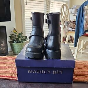 Madden Girl Black Combat Boots